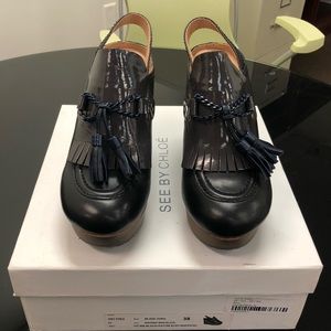 See by Chloe leather wedge sandals